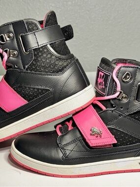 Women’s Black and Pink High-Top Athletic Sneakers